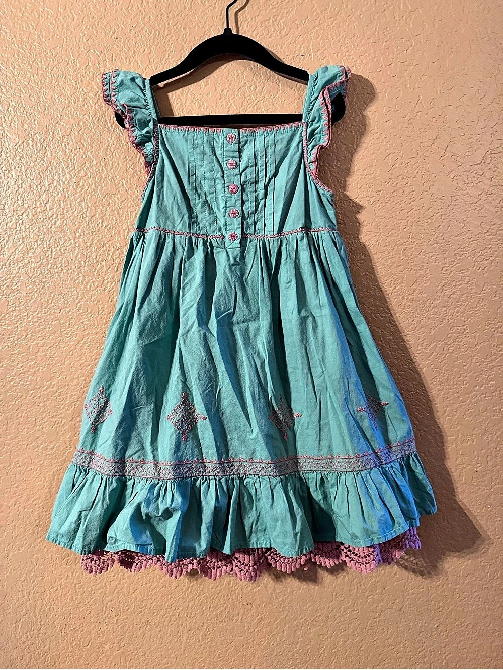 Matilda Jane Floral Ruffle Dress in Blue & Pink